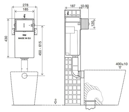 Oli Quadra Concealed Cistern  detail view - Image 2
