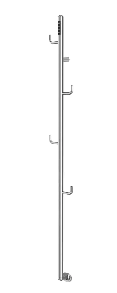 Just Taps Flo Electric Towel Rail With Hooks 1661 Stainless Steel product image - Image 1