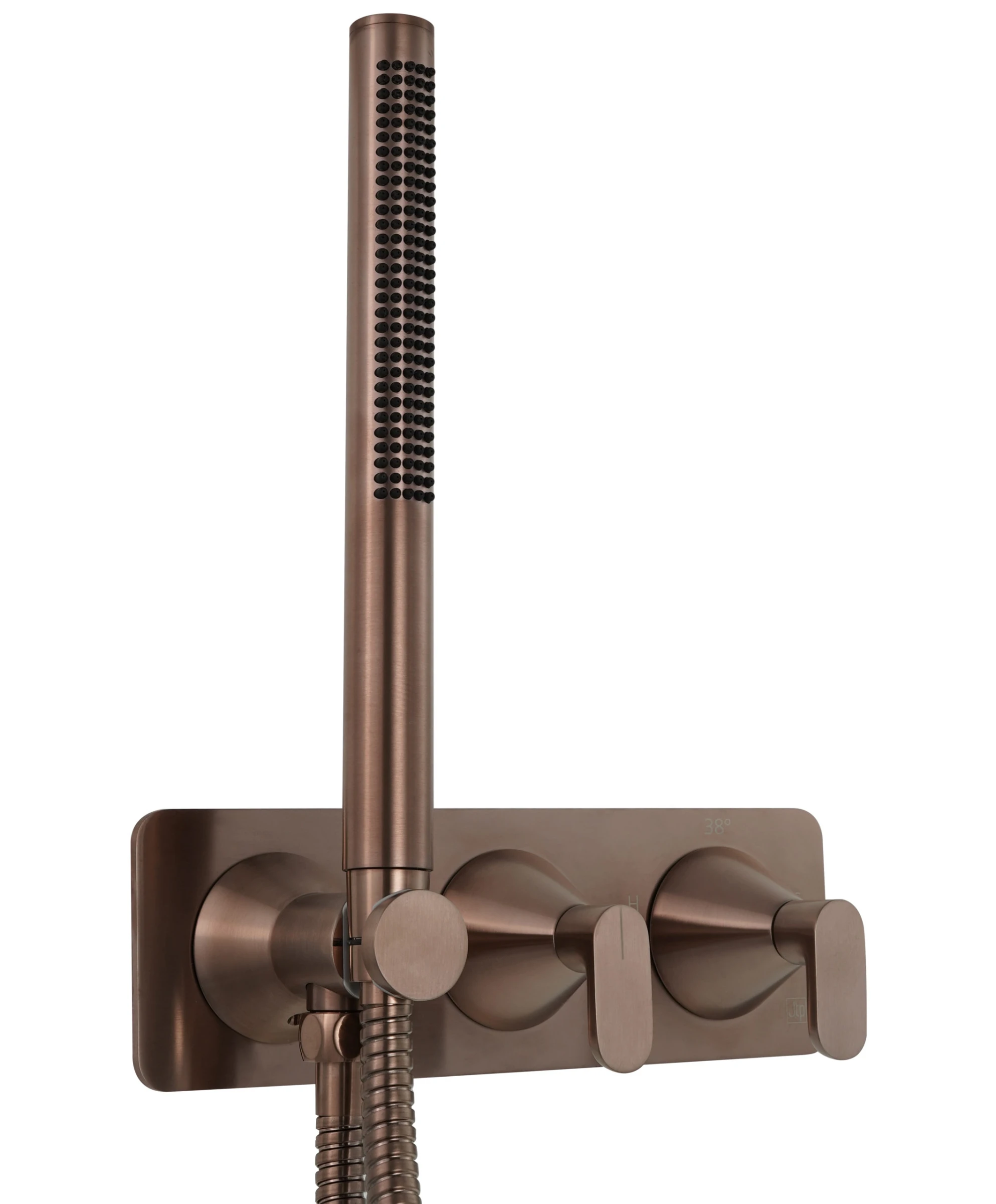 Just Taps Kono Thermostatic Concealed 2 Outlet Shower Valve With Attached Handset (both Handles Included) Brushed Bronze