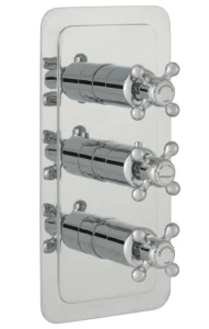 Just Taps Grosvenor Cross Concealed Thermostatic 3 Outlet Valve Vertical Chrome