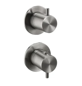 Just Taps Vos Modular 2 Handle 2 Outlet Thermostatic Valve Brushed Black