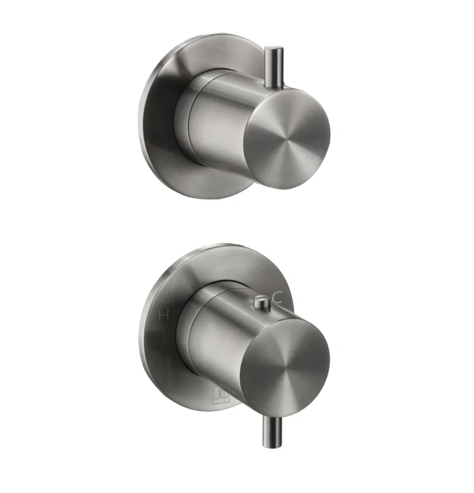 Just Taps Vos Modular 2 Handle 2 Outlet Thermostatic Valve Brushed Black product image - Image 1