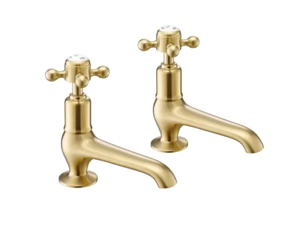 Just Taps Grosvenor Basin Taps Long Nose 1/2 Brushed Brass product image - Image 1