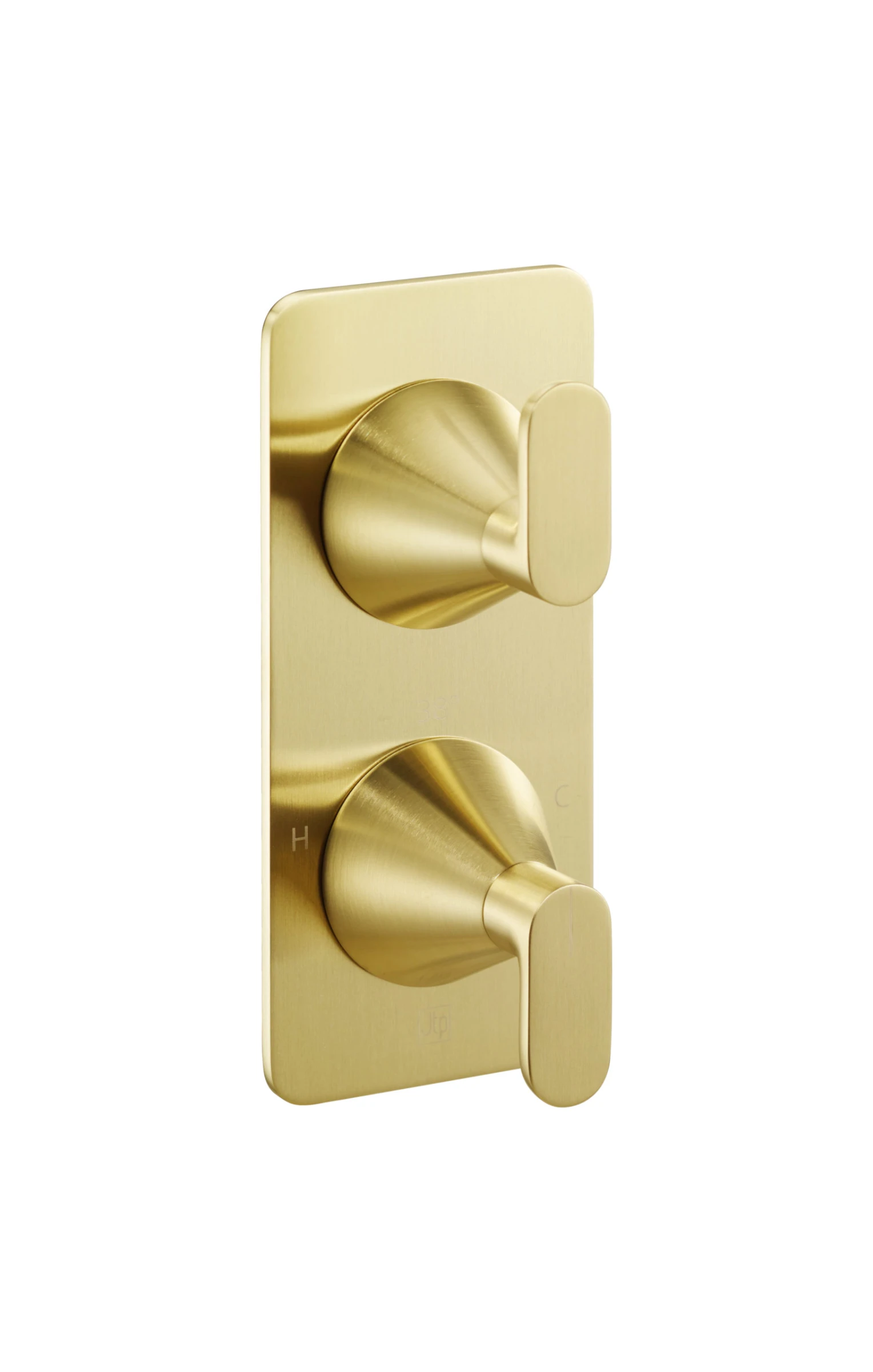 Just Taps Kono Thermostatic Concealed 2 Outlet Shower Valve (both Handles Included) Brushed Brass