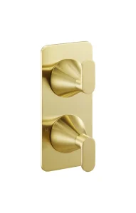 Just Taps Kono Thermostatic Concealed 2 Outlet Shower Valve (both Handles Included) Brushed Brass