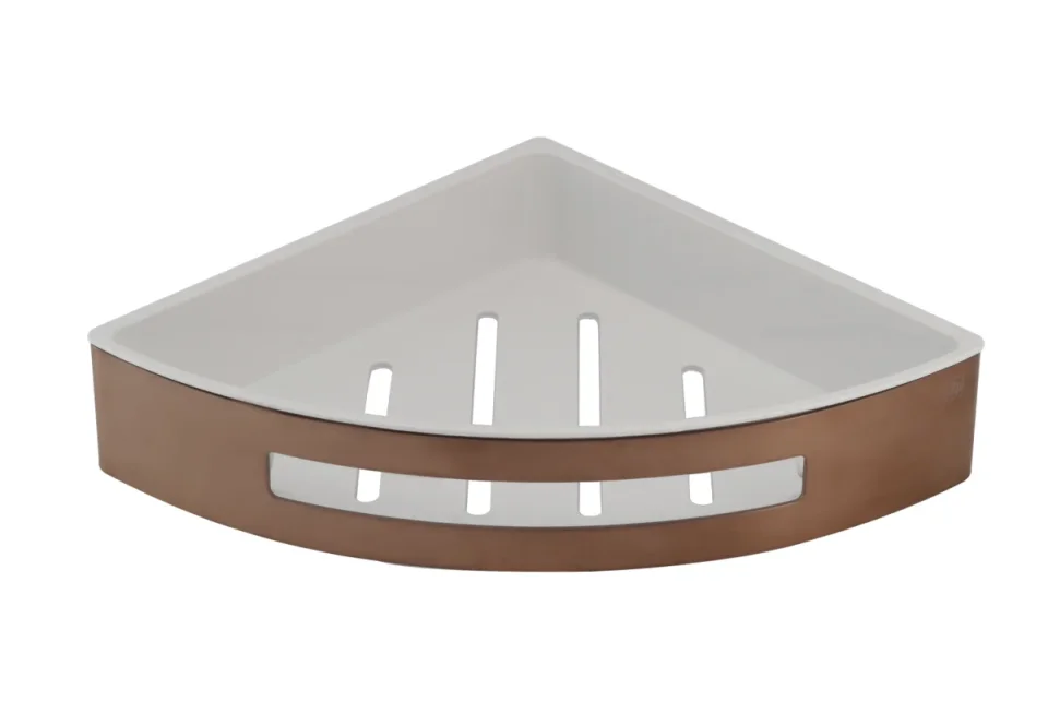 Just Taps Kono Corner Basket With Shelf Brushed Bronze product image - Image 1