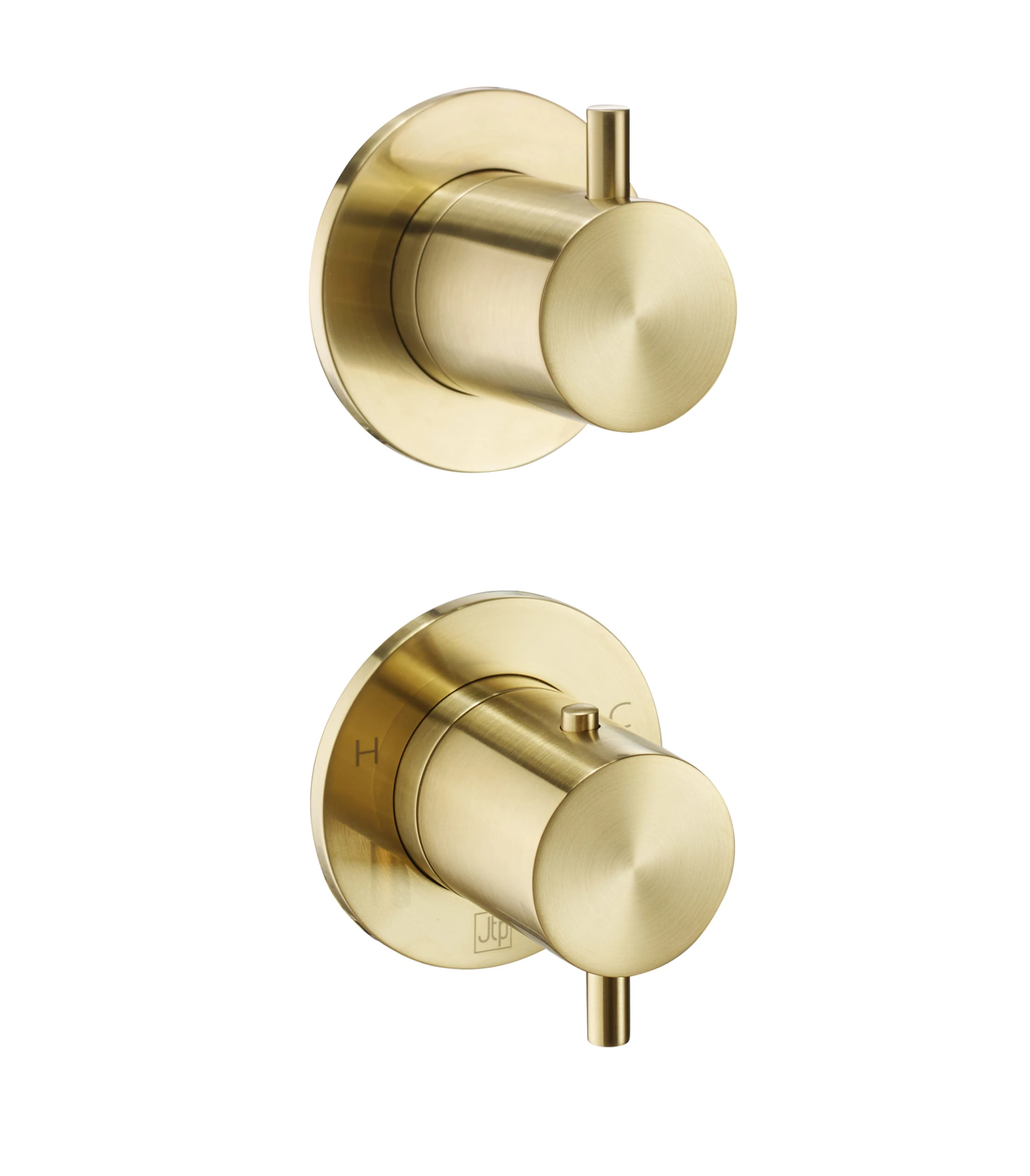 Just Taps Vos Modular 2 Handle 2 Outlet Thermostatic Shower Valve Brushed Brass