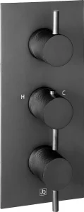 Just Taps Vos 2 Outlet Thermo Conc Valve Vertical Matt Black Designer
