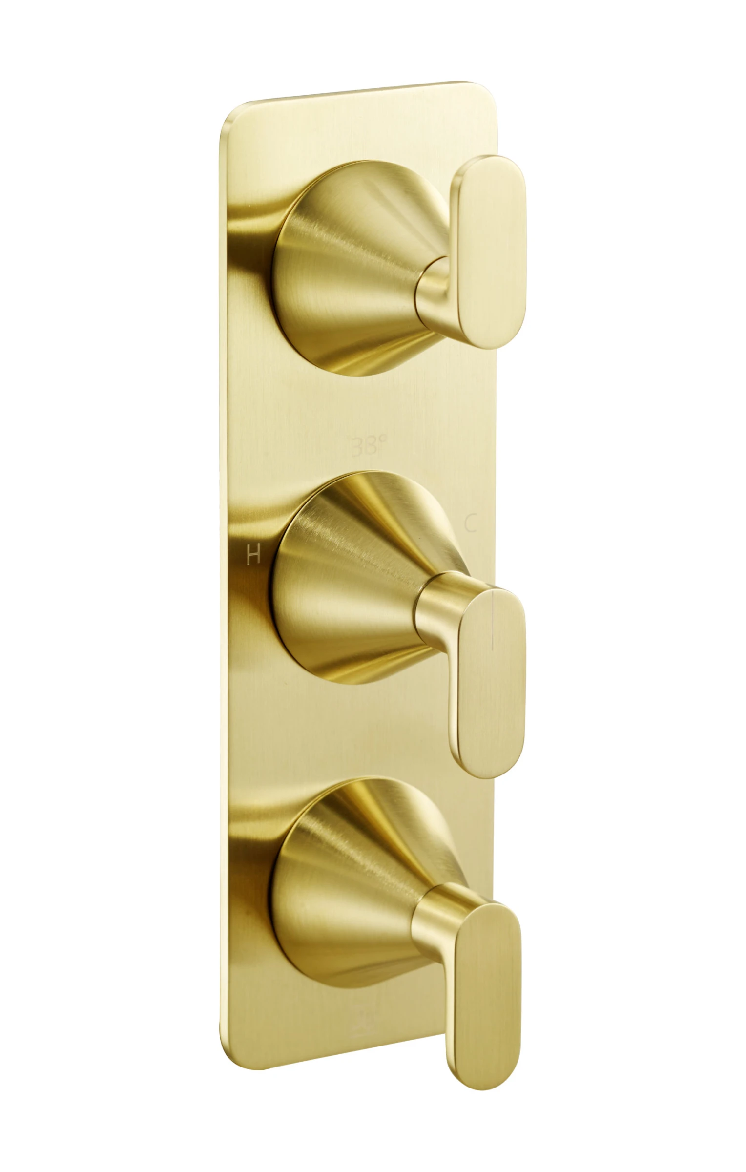 Just Taps Kono Thermostatic Concealed 3 Outlet Shower Valve (both Handles Included) Brushed Brass