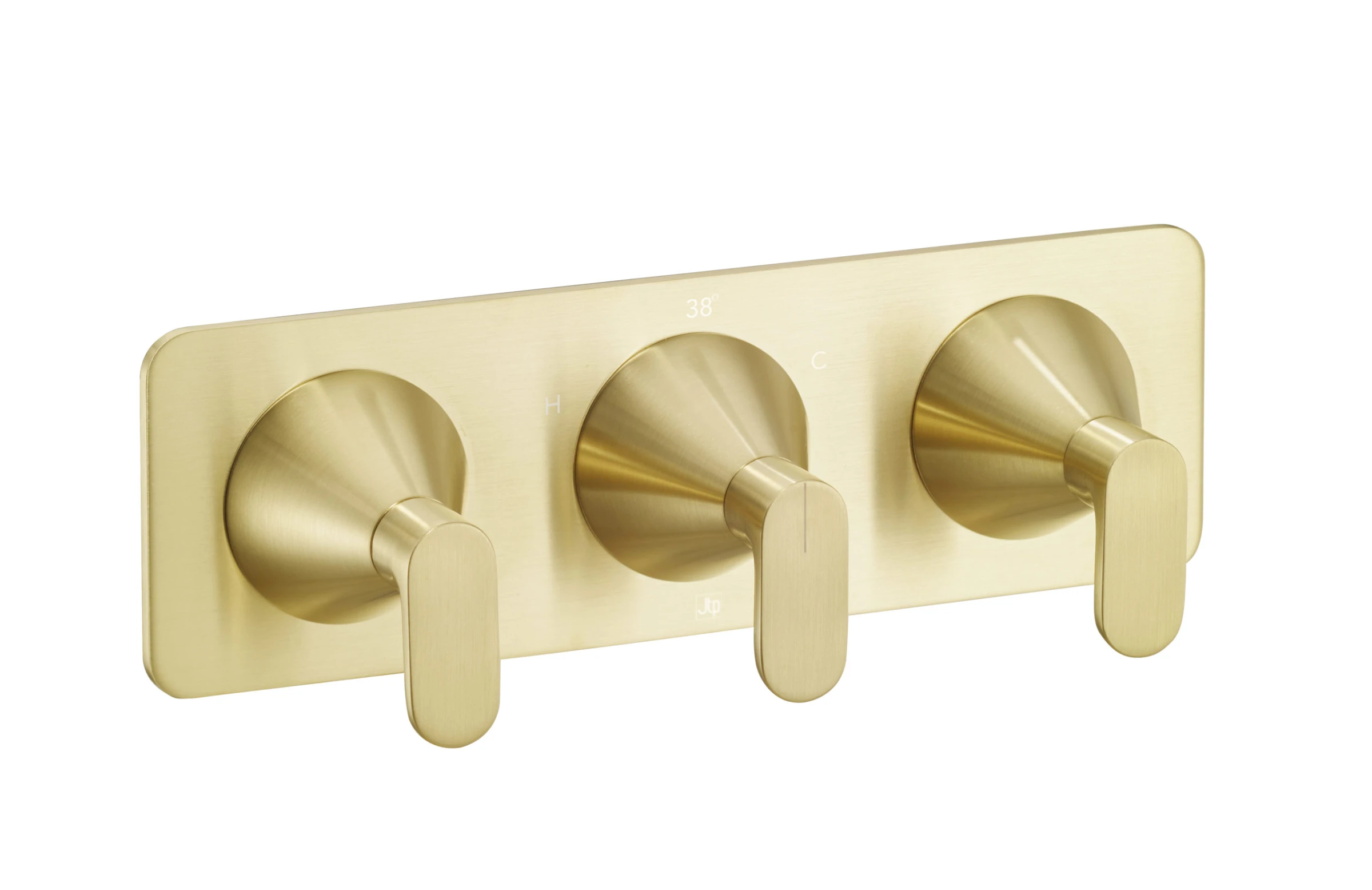 Just Taps Kono Thermostatic Concealed 2 Outlet Shower Valve (both Handles Included) Brushed Brass