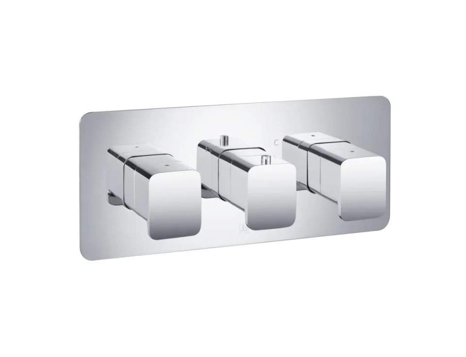 Just Taps Hix Thermo Conc Valve 3 Handle 2 Option Horizontal Chrome product image - Image 1