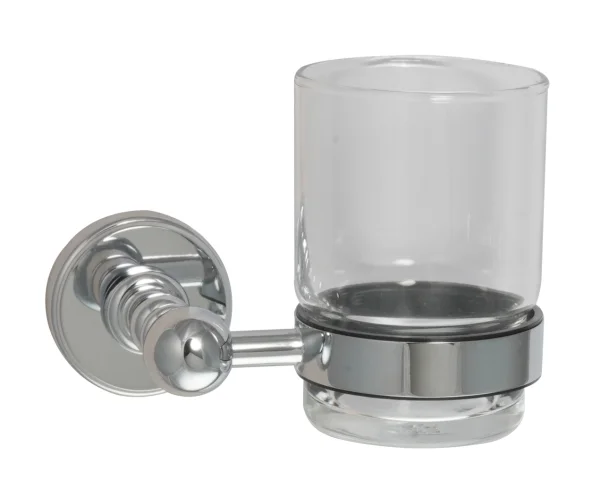 Just Taps Grosvenor Tumbler Holder Clear Glass 600mm Chrome