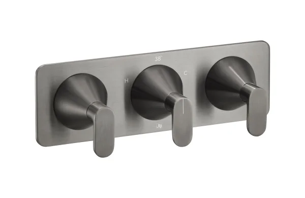 Just Taps Kono Thermostatic Concealed 2 Outlet Shower Valve (both Handles Included) Brushed Black