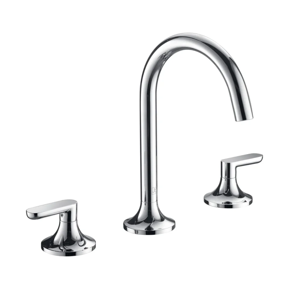 Just Taps Kono 3 Hole Deck Mounted Basin Mixer (both Handles Included) Chrome product image - Image 1