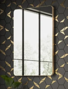 Hib Trim Curve 40 (brushed Brass Frame) Mirror H60 X W40cm X D2.5cm