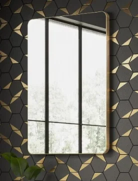 Hib Trim Curve 40 (brushed Brass Frame) Mirror H60 X W40cm X D2.5cm