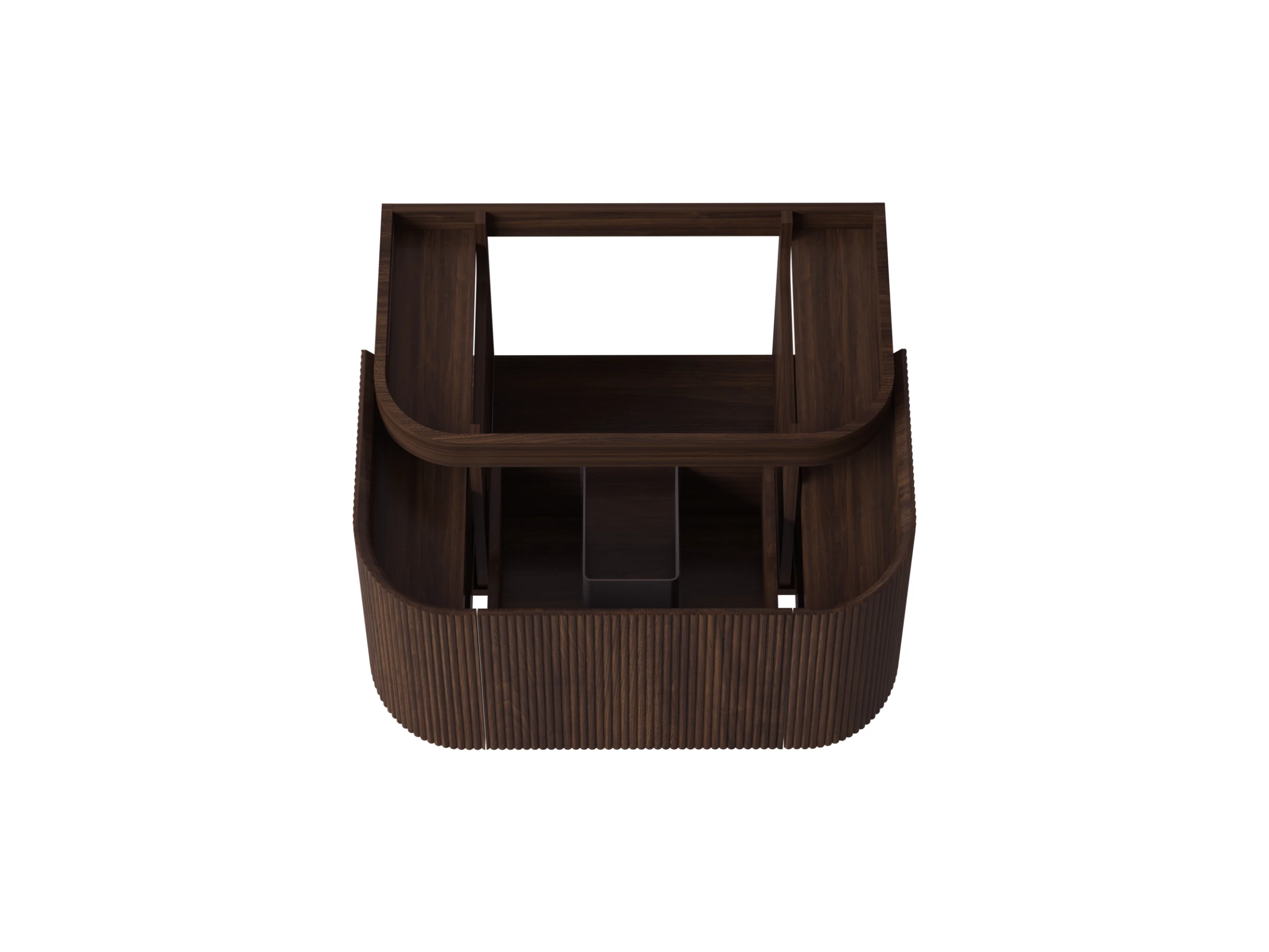 Faeber Lunar 3 Drawer Curved Fluted Vanity Unit 800mm - Walnut