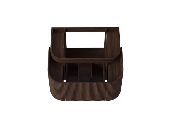 Faeber Lunar 3 Drawer Curved Fluted Vanity Unit 800mm - Walnut