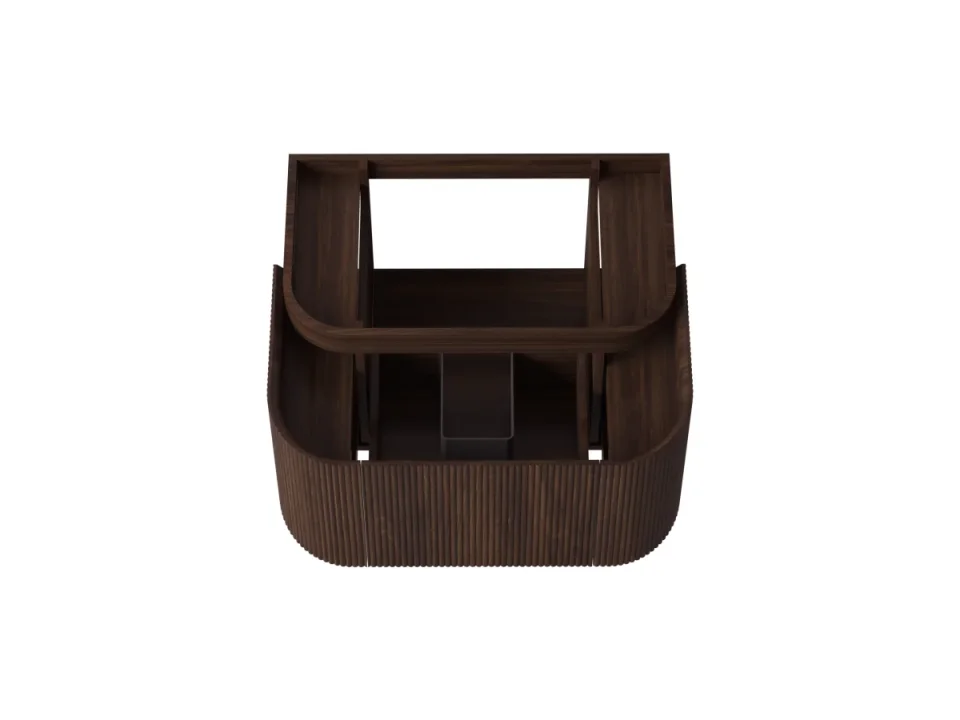 Faeber Lunar 3 Drawer Curved Fluted Vanity Unit 800mm - Walnut product image - Image 1