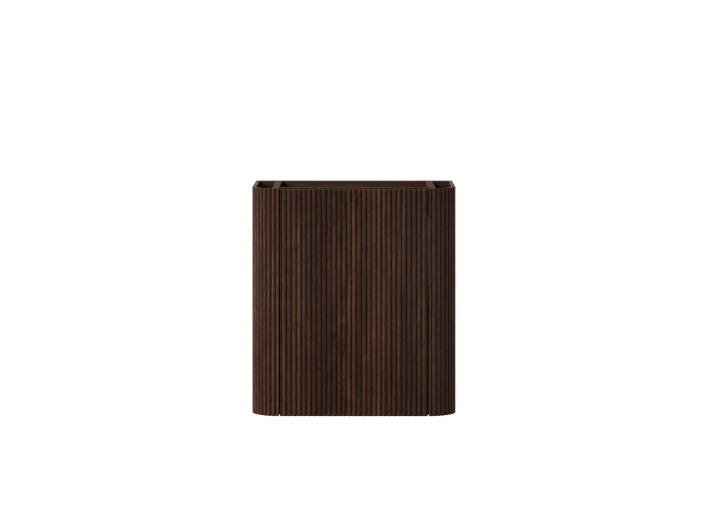 Faeber Lunar Cloakroom Curved Fluted Vanity Unit 450mm - Walnut - Left