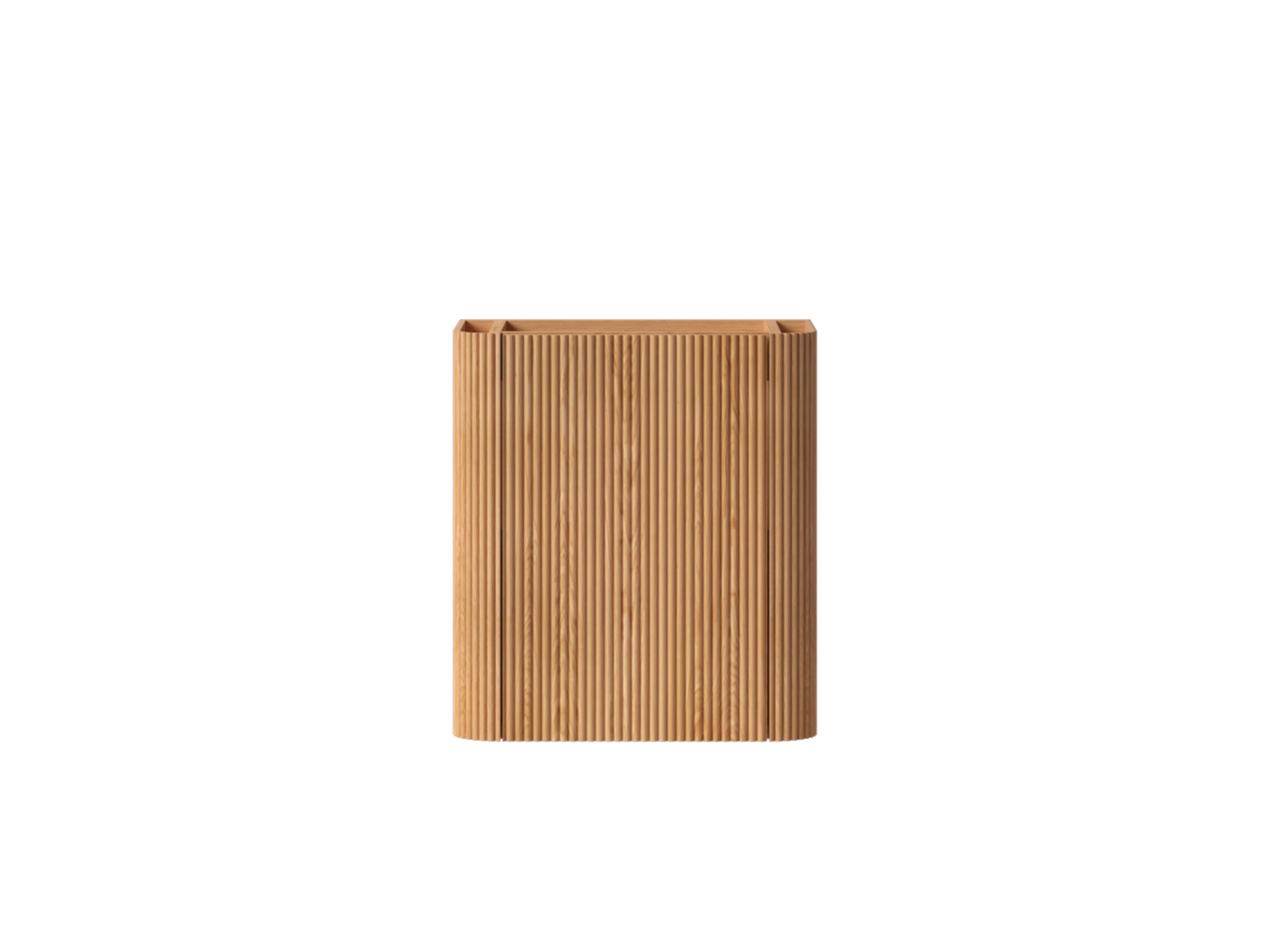 Faeber Lunar Cloakroom Curved Fluted Vanity Unit 450mm - Oak - Left