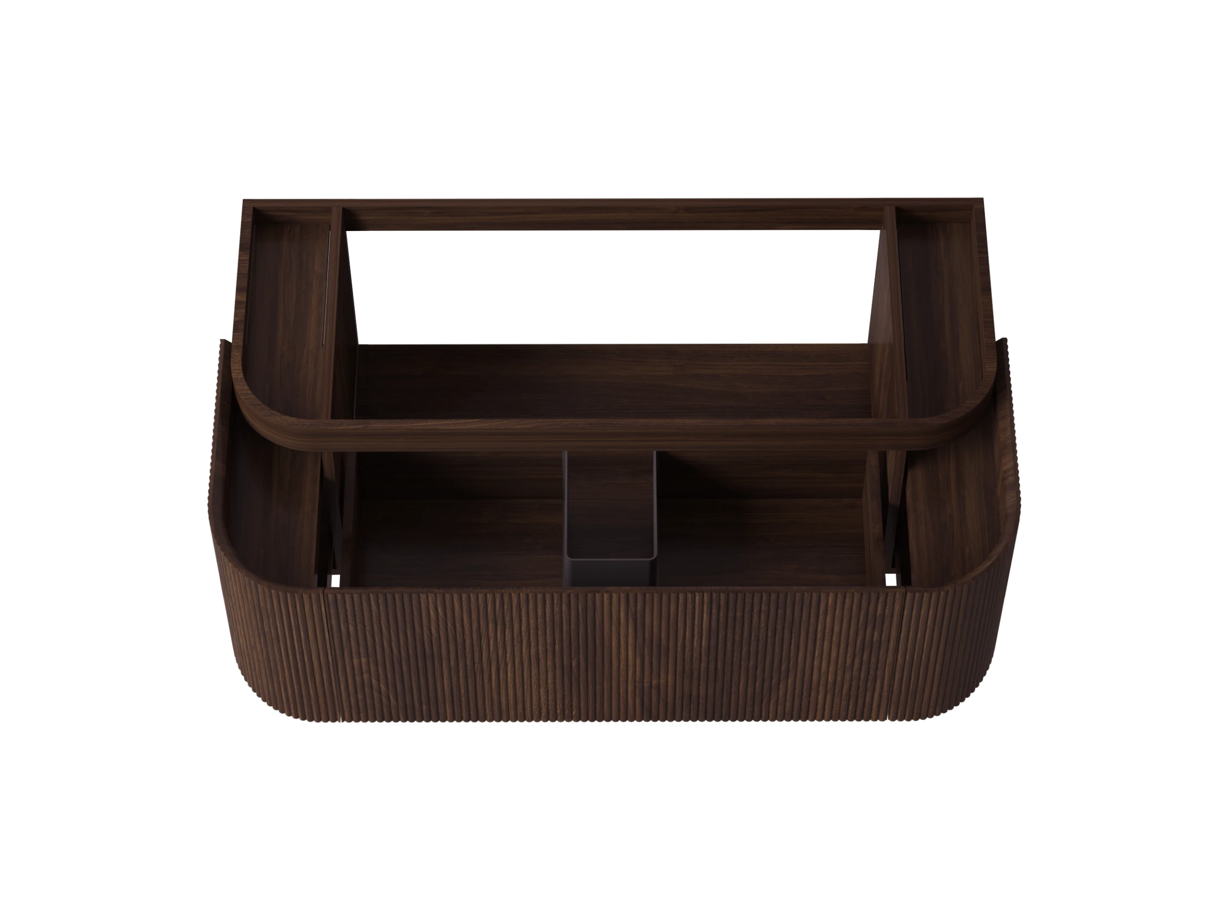 Faeber Lunar 3 Drawer Curved Fluted Vanity Unit 1200mm - Walnut