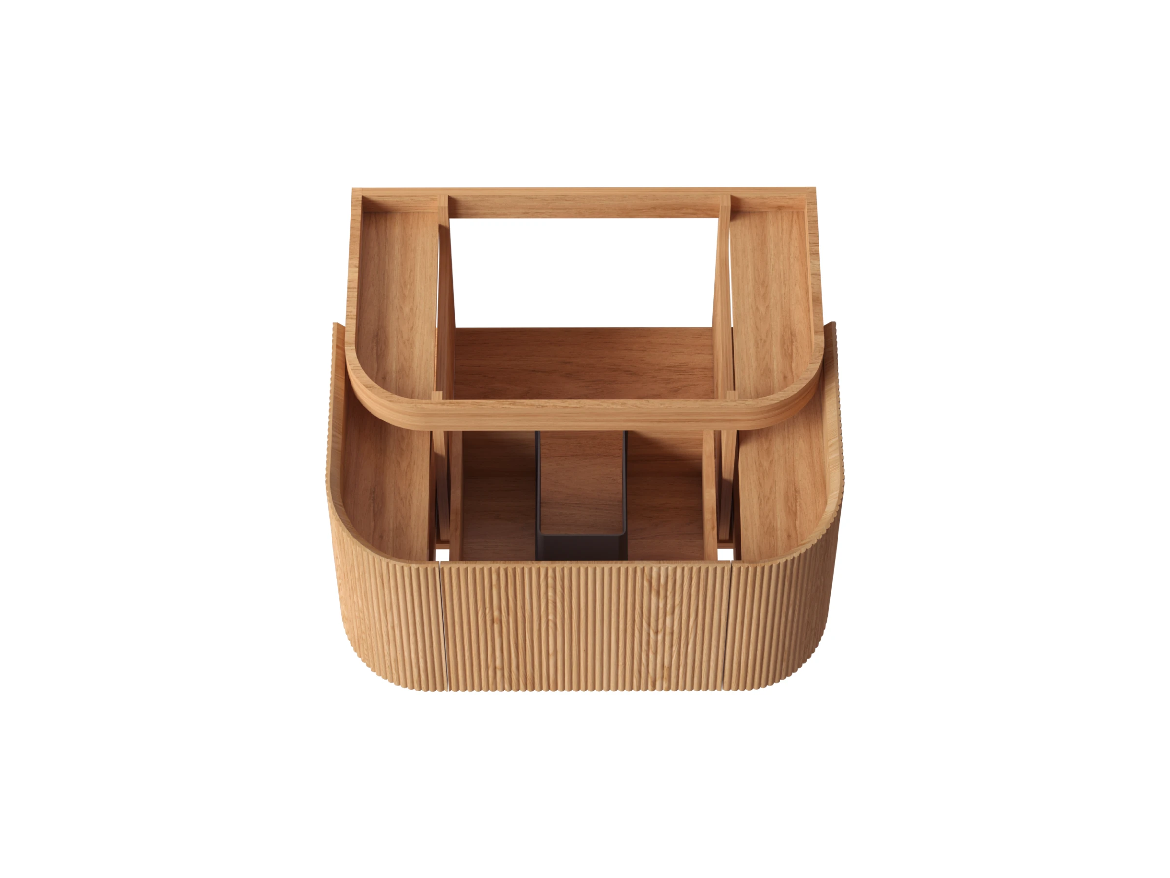 Faeber Lunar 3 Drawer Curved Fluted Vanity Unit 800mm - Oak