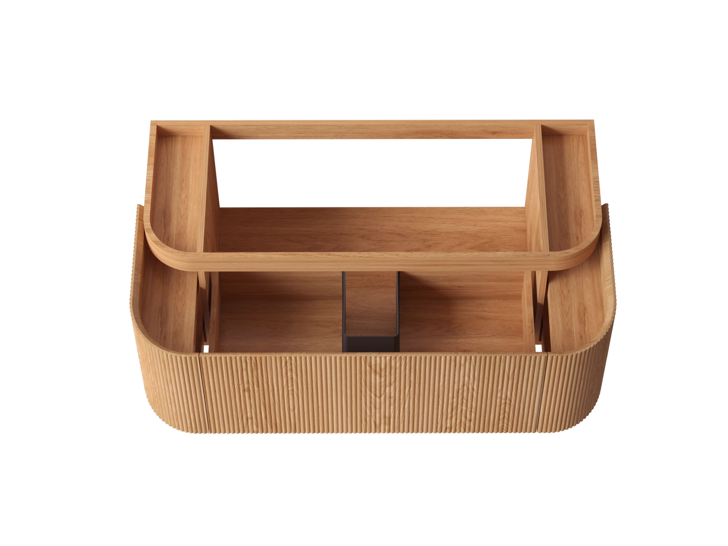 Faeber Lunar 3 Drawer Curved Fluted Vanity Unit 1200mm - Oak