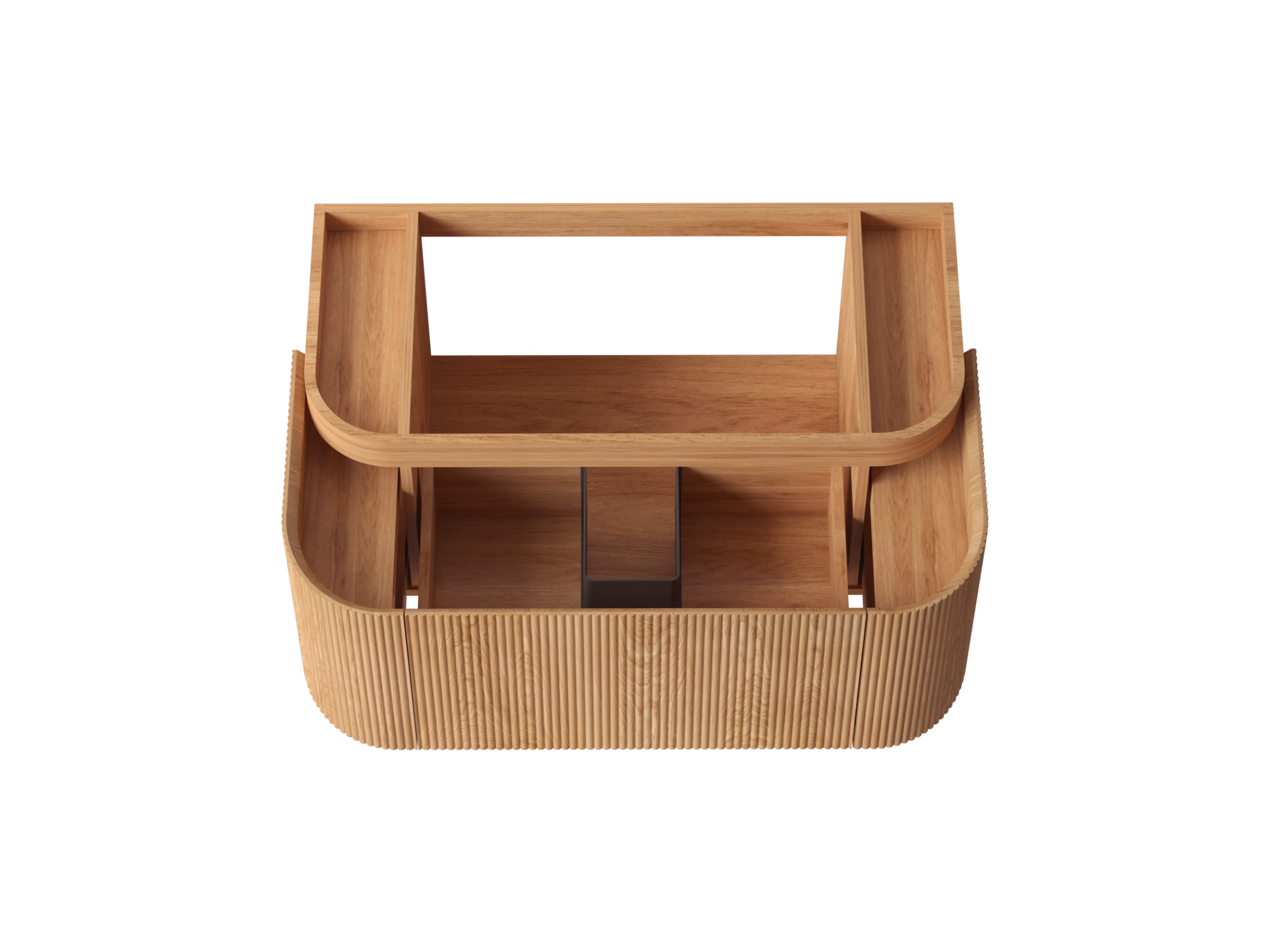 Faeber Lunar 3 Drawer Curved Fluted Vanity Unit 1000mm - Oak