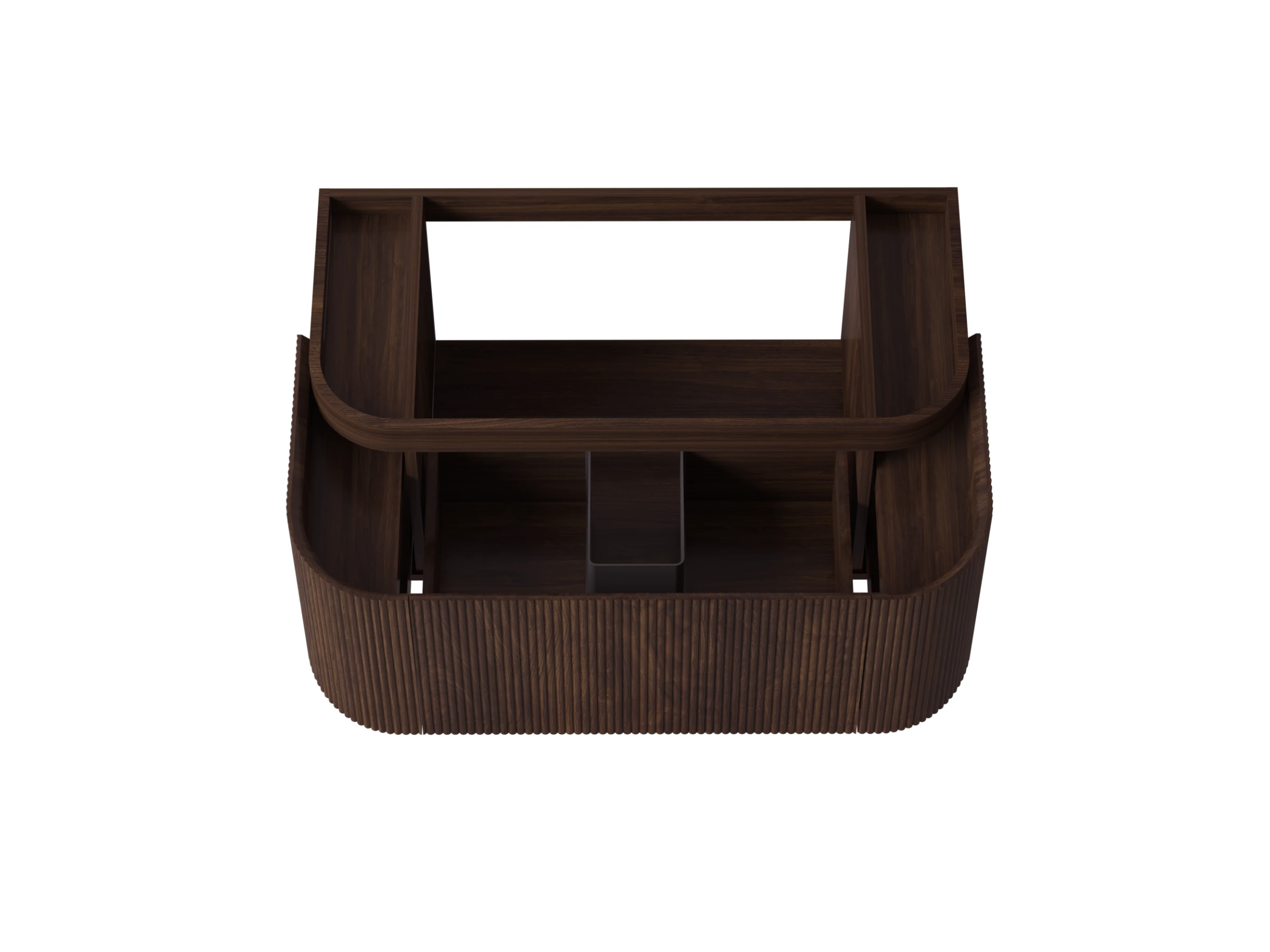 Faeber Lunar 3 Drawer Curved Fluted Vanity Unit 1000mm - Walnut