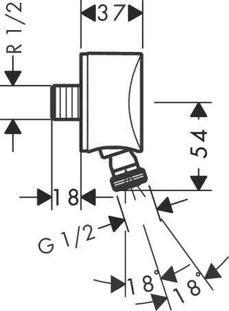 Hansgrohe Fixfit S W/ball Joint Non Return V. Chrome detail view - Image 3