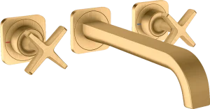 Axor Citterio E 3-hole Basin Mixer For Concealed Installation Wall-mounted With Spout 220 Mm And Escutcheons Brushed Brass