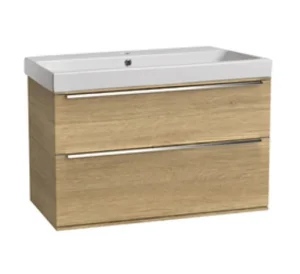 Roper Rhodes 800mm Scheme Wall Mounted Double Drawer Unit - Sand Oak