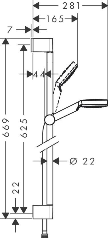 Hansgrohe Crometta 1jet 9l Unica Set 650mm Wh/c White/chrome detail view - Image 2