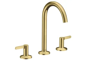 Axor One 3-hole Basin Mixer 170 With Lever Handles And Push-open Waste Set Brushed Brass