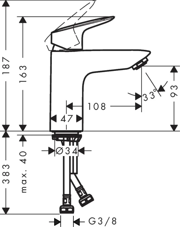 Hansgrohe Logis Basin Mixer 100 W/o Waste Chrome detail view - Image 3