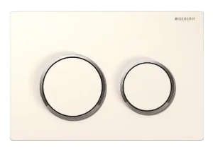 Geberit Kappa21 Round Flush Plate For Dual Flush - White With Gloss Chrome Detail
