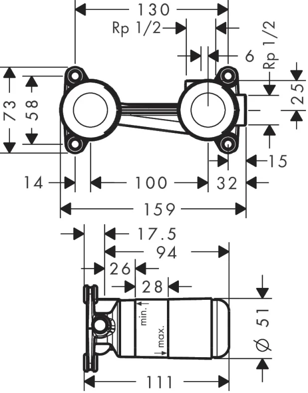 Hansgrohe 2-hole Basin Mix.basic Set Conc.dn15 detail view - Image 3