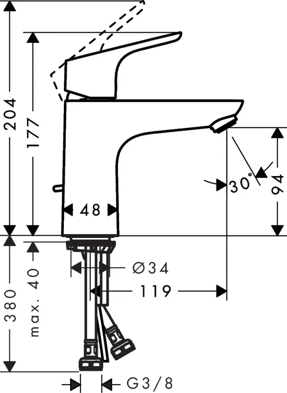 Hansgrohe Focus Basin Mixer 100 Coolstartchrome Chrome detail view - Image 3