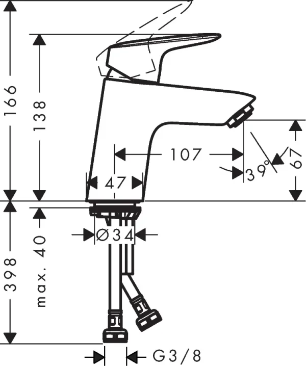 Hansgrohe Logis Basin Mixer 70 Push-open Chrome detail view - Image 3
