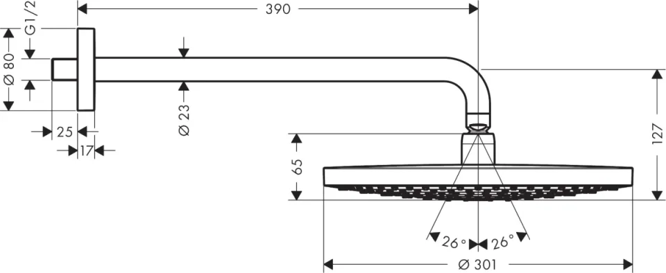 Hansgrohe Xx Rd Select S 300 2jet Oh Wall Chrome Chrome detail view - Image 2
