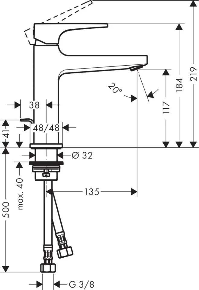 Hansgrohe Metropol Basin Mix.110 Zh.w/ Rodchrome detail view - Image 2