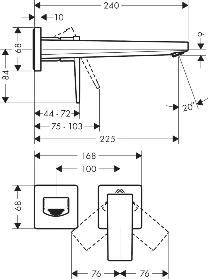 Hansgrohe Metropol 2-h.basin Mi.225 Wall Zh.chr Chrome detail view - Image 3