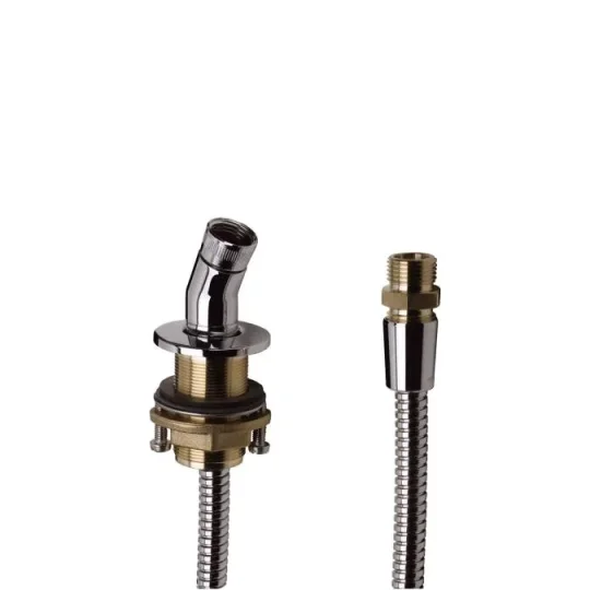 Hansgrohe Shower Support Rim Mounted With Hose Chrome detail view - Image 2