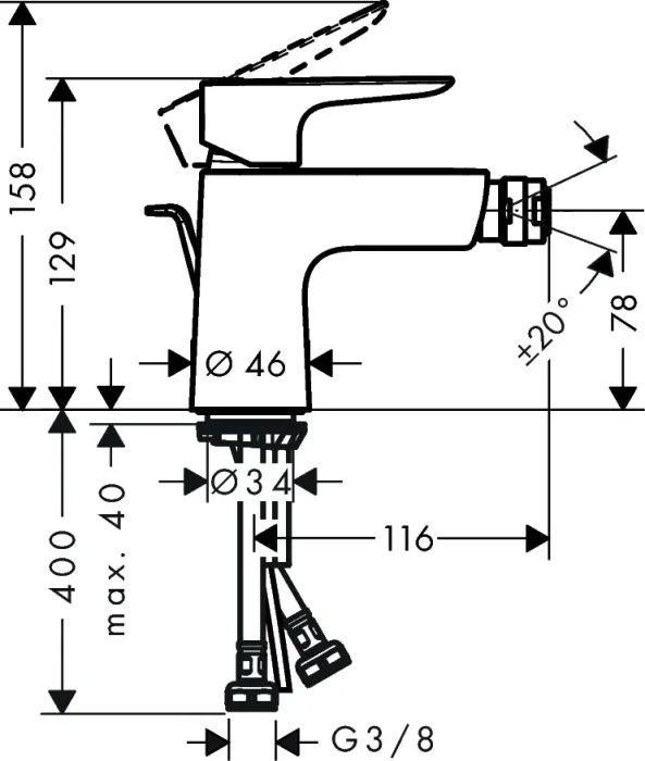 Hansgrohe Talis E Bidet Mixer Bbc Brushed Black Chrome detail view - Image 2
