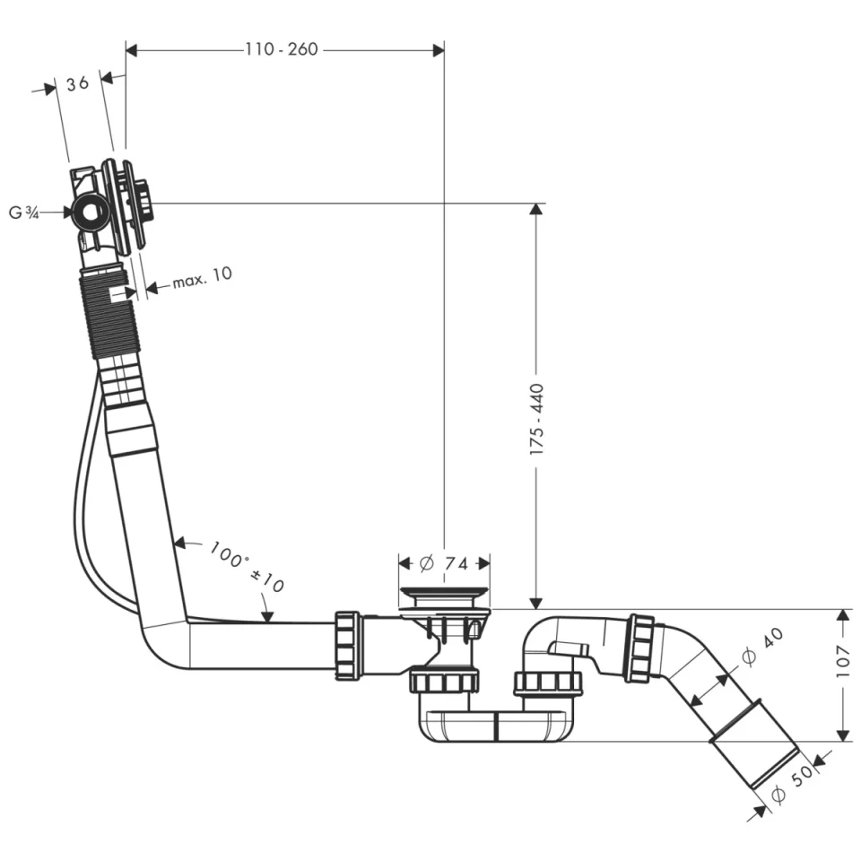 Hansgrohe Xx Exafill S Basic Set New Normal B Tub detail view - Image 3