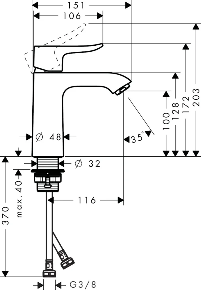 Hansgrohe Metris Basin Mixer 110 W/o Rod Chrome detail view - Image 3