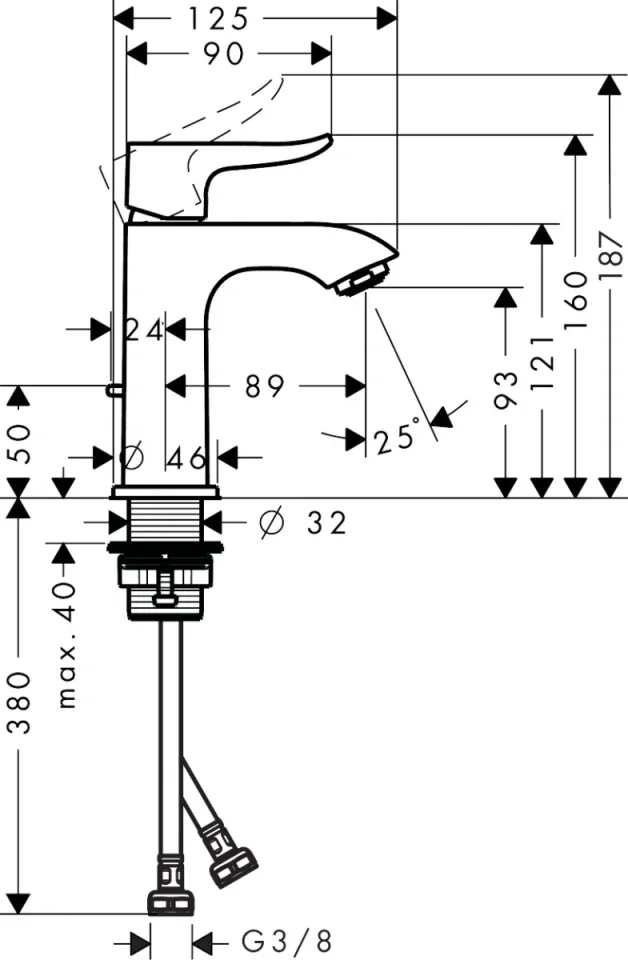 Hansgrohe Metris Basin Mixer 100 Small Chrome detail view - Image 3