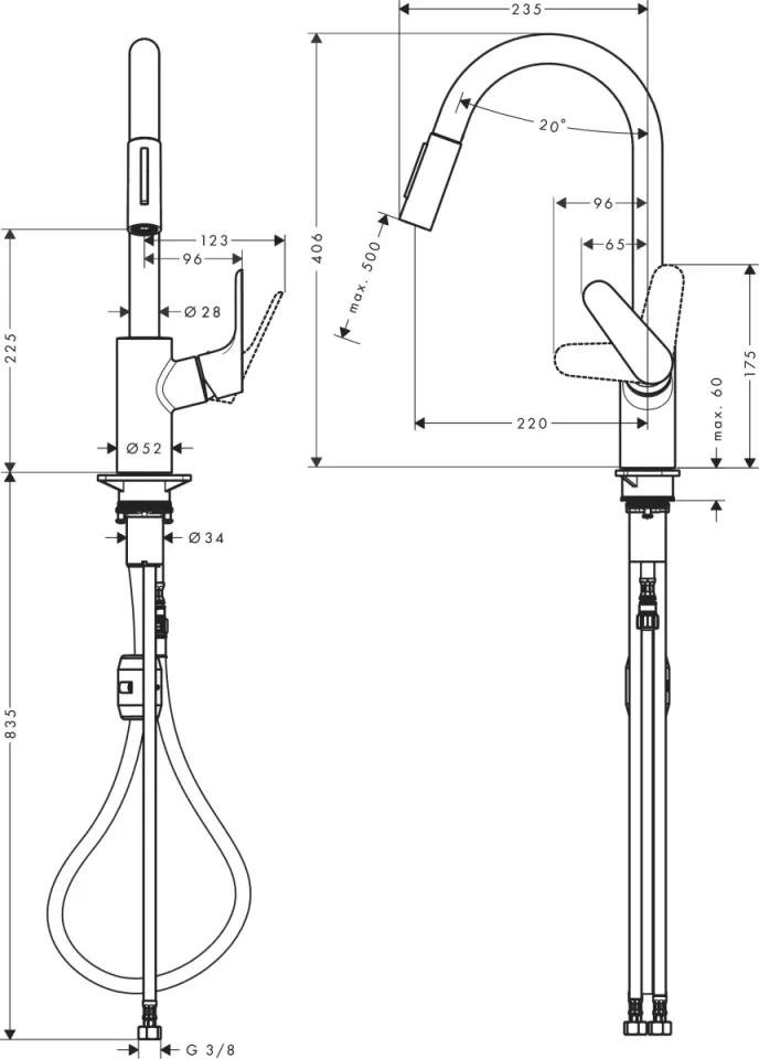 Hansgrohe Focus M41 Km 240 2j P-out Chrome detail view - Image 3