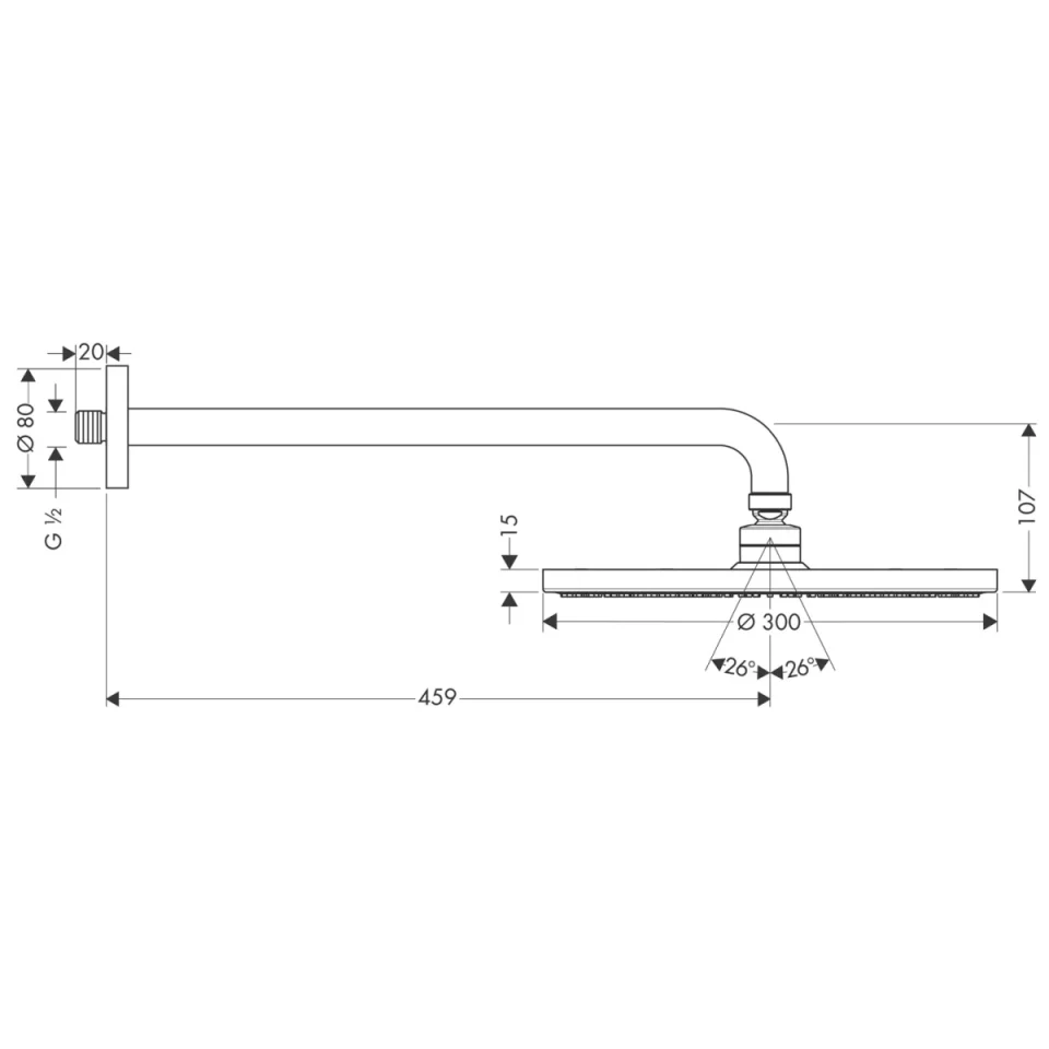 Hansgrohe Raindance Air Ohs 300mm W.arm 450chrome detail view - Image 3